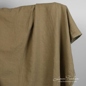 Linen fabric in tobacco green
