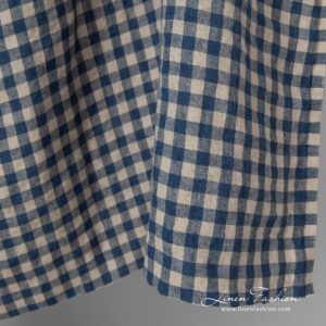 linen blue sand checks heavy weight.