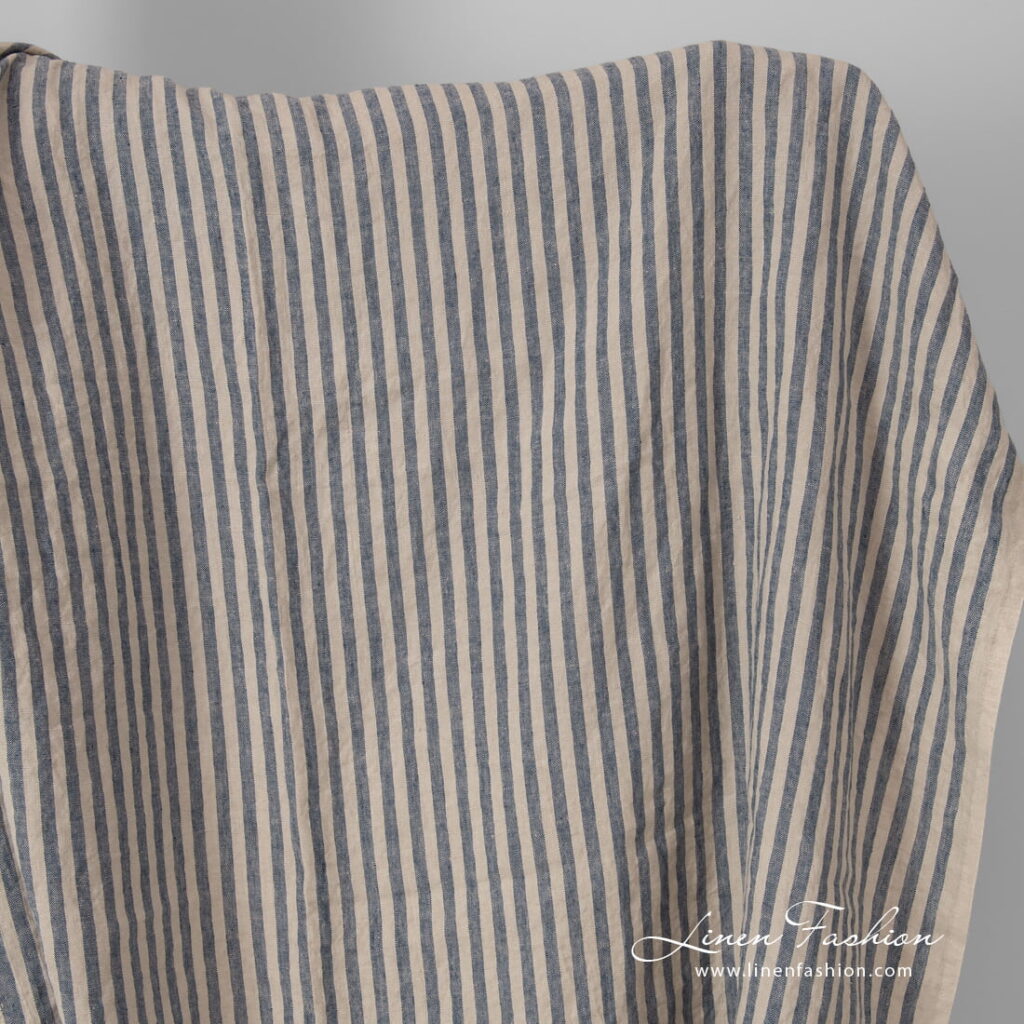 linen striped blue fabric.