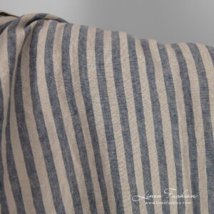 linen striped blue fabric, washed.