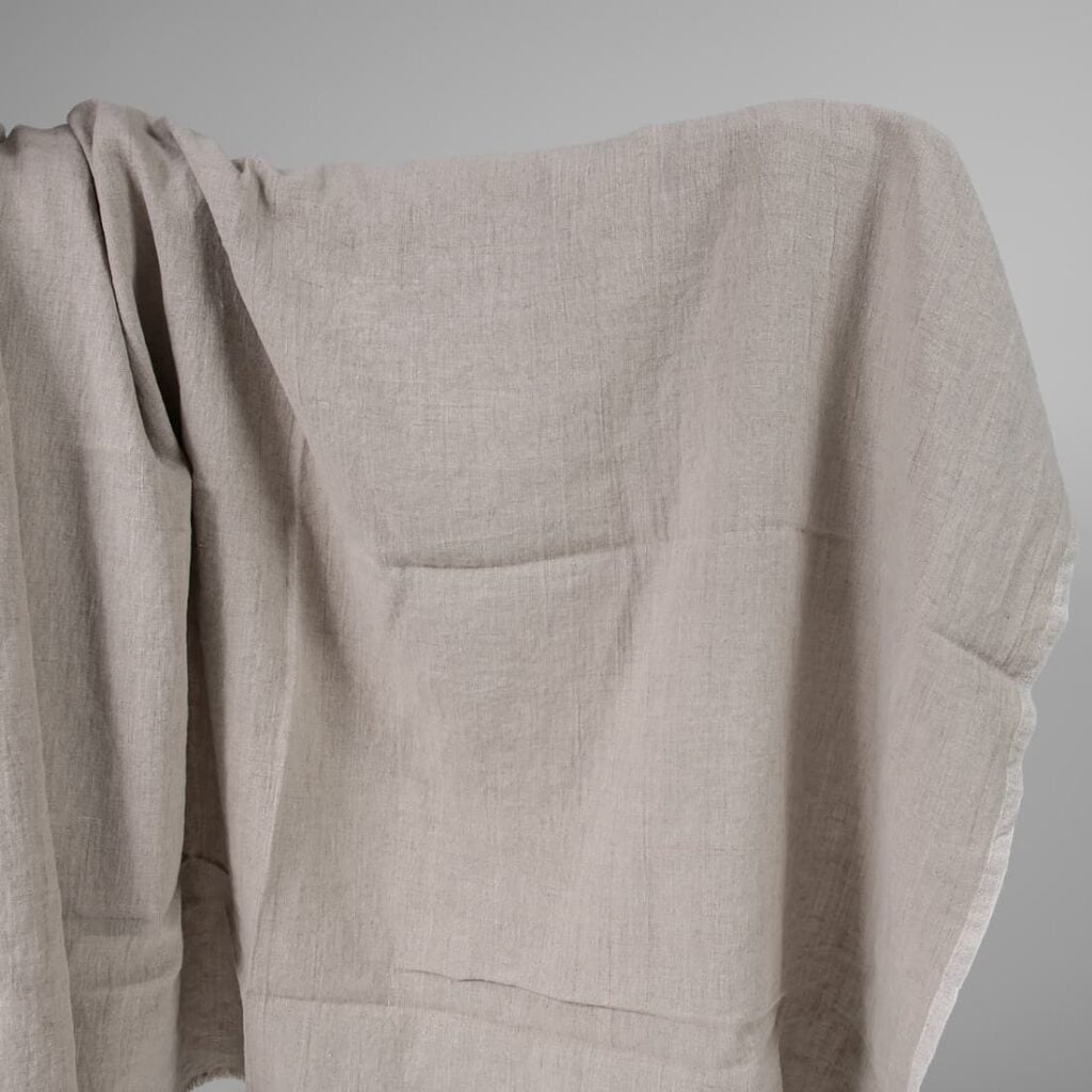 Washed heavy linen fabric natural colour