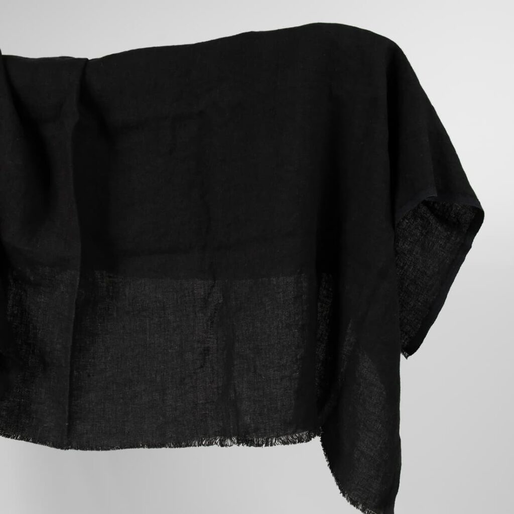Washed heavy linen fabric black colour