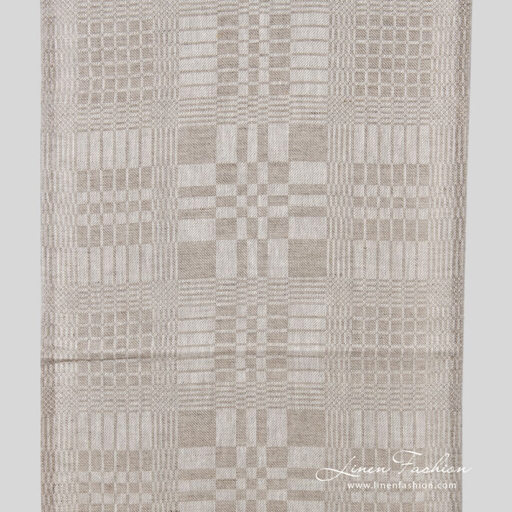 Grey linen fabric in checks