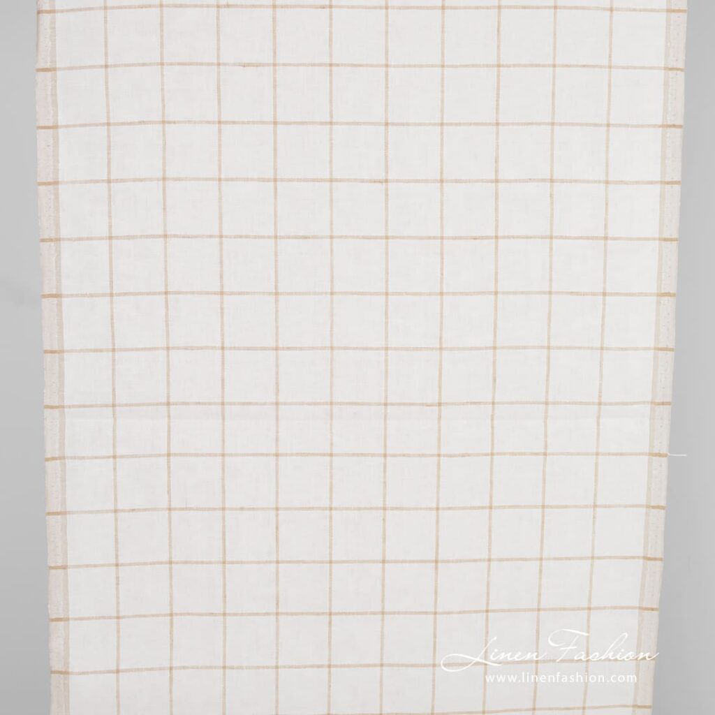 Linen fabric in beige checks