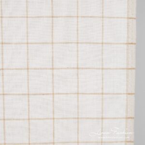Linen fabric in beige checks, 60cm width
