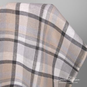 Linen fabric in light grey, white checks.