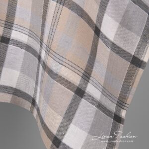 100% linen fabric in light grey, white checks.