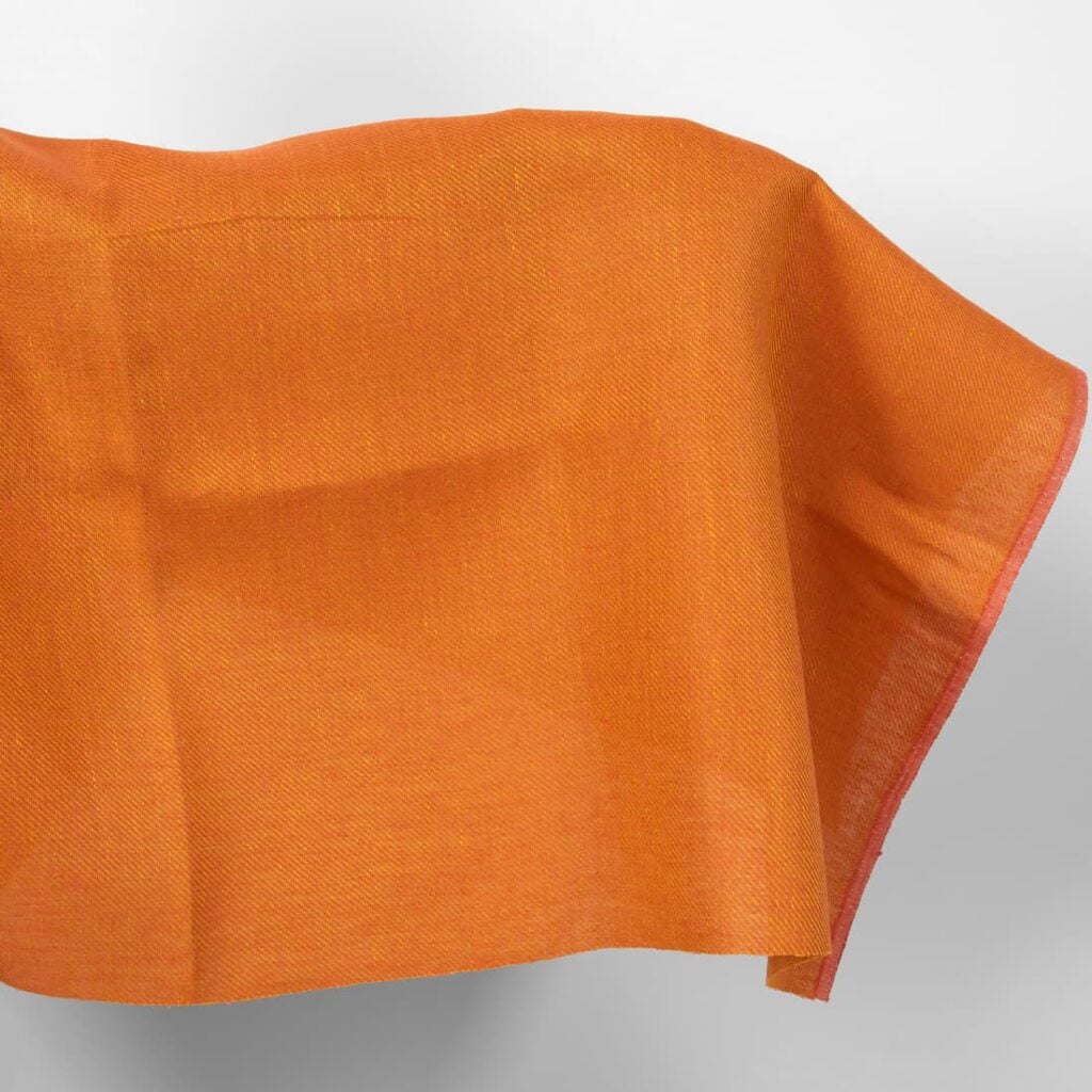 Orange linen twill fabric
