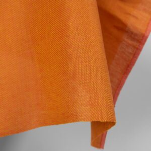 Orange linen twill fabric, not washed