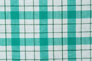 Rutete lin-bomullsstoff i grønt og hvitt
