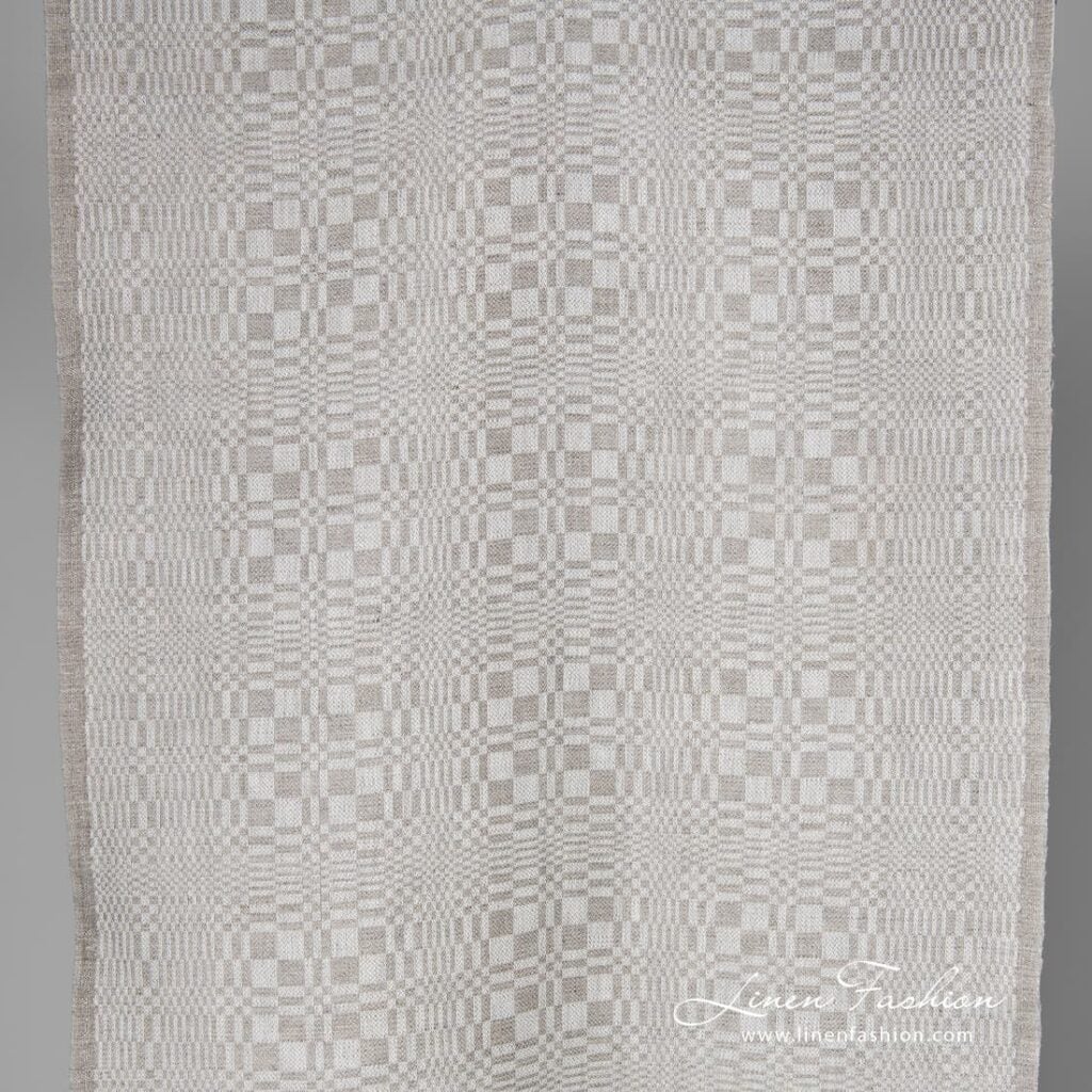 Grey patterned narrow linen / cotton fabric