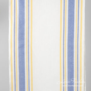 Narrow linen fabric, white with blue and yellow stripes