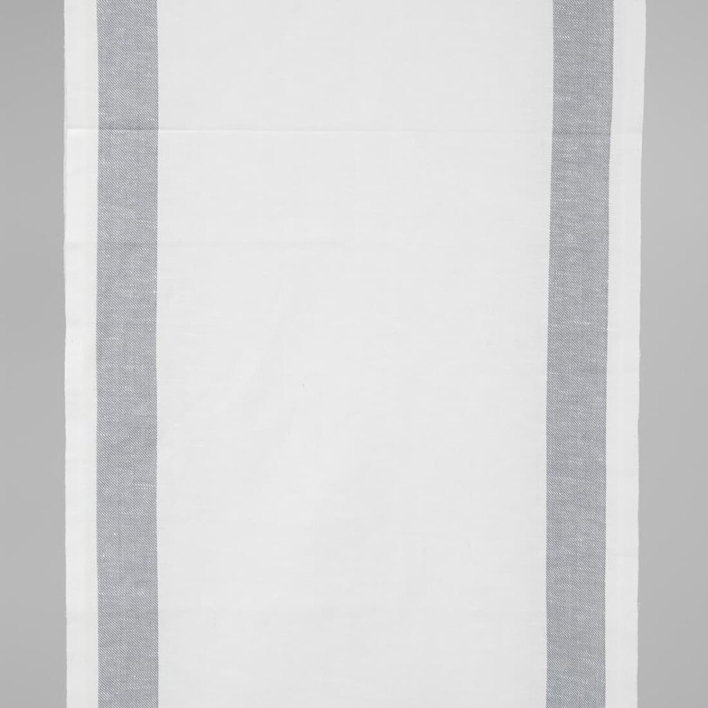 Narrow linen cotton fabric white colour with grey stripes