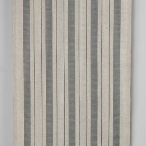 Narrow linen cotton fabric beige with grey stripes waffle