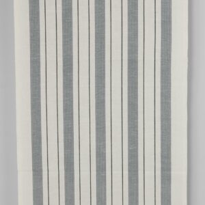 Narrow linen cotton fabric off-white with grey stripes twill