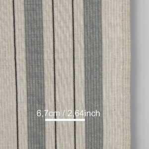 Smalt lin-bomullsstoff beige med grå striper twill 6 Narrow linen cotton fabric beige with grey stripes twill, with measurements