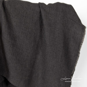 Washed anthracite grey waffle weave linen fabric