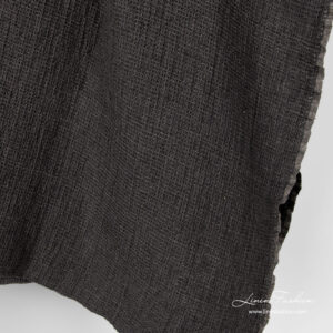 Washed thick linen fabric, anthracite color, waffle weave