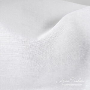 Bright white linen fabric in panama weave