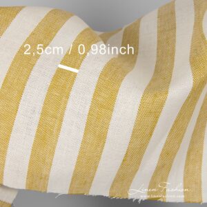100% linen fabric in yellow and off white stripes.