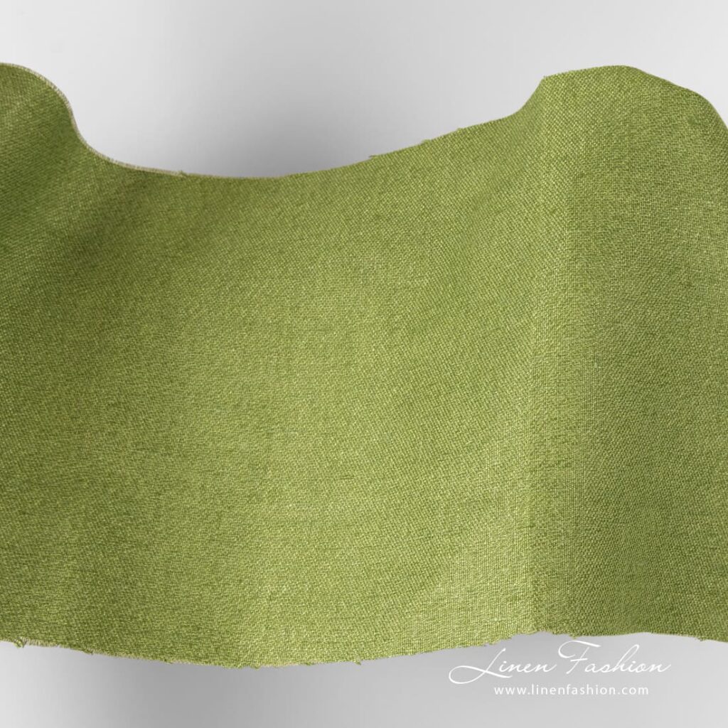 Light green linen fabric in panama weave.