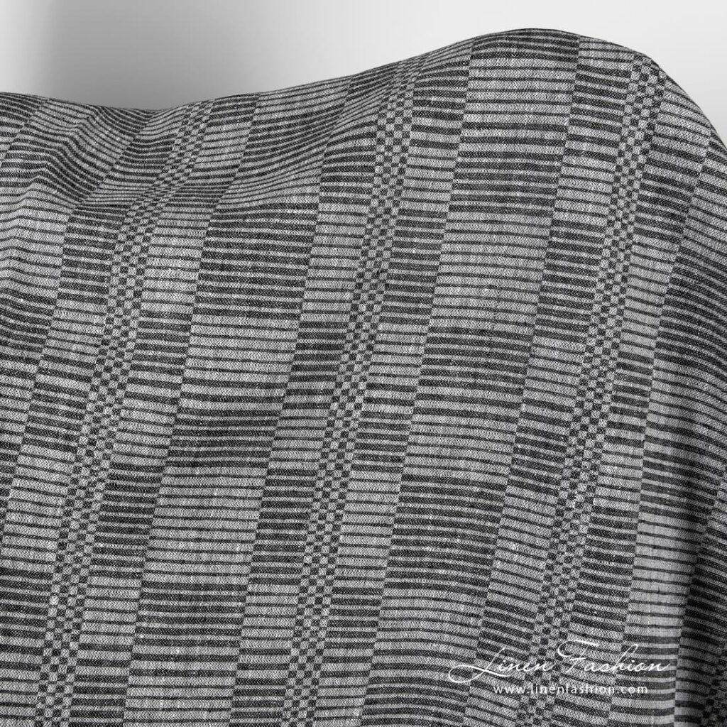 Black and white linen fabric in stripes