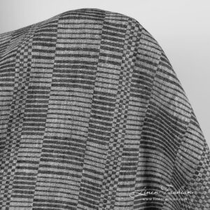 Patterned black and white linen fabric