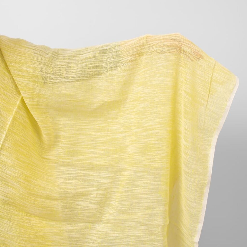 Yellow striped transparent linen cotton fabric