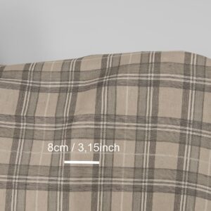 Linen cotton fabric sand and grey checks, with measurements
