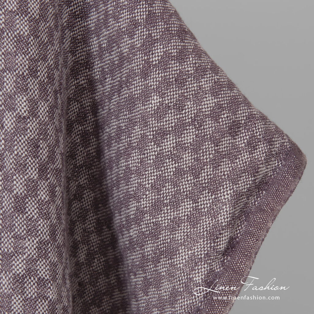 Lin fiolett chess stoff vasket 2 violet linen chess fabric, weight 230gr/m2.