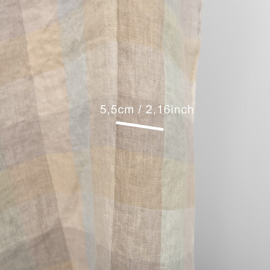 Vasket linstoff ruter beige brun 3 linen washed checks beige, 5.5cm.