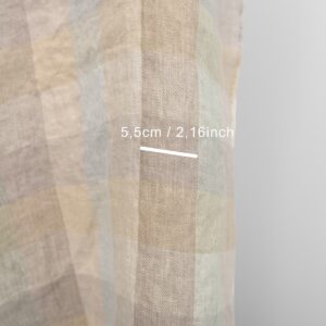 Vasket linstoff ruter beige brun 11 linen washed checks beige, 5.5cm.