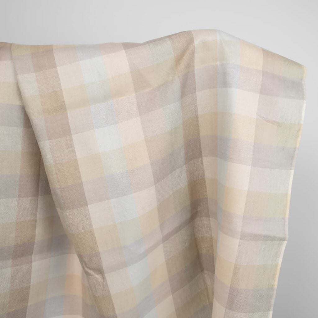 linen fabric checks beige