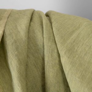 Washed linen fabric light green melange, softened