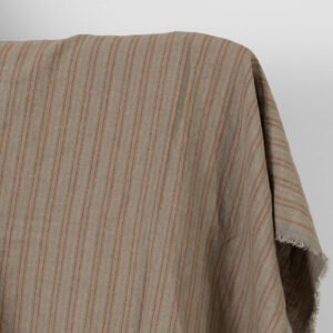 Linstoff oransjebrune striper vasket 9 Linen fabric orange brown stripes washed