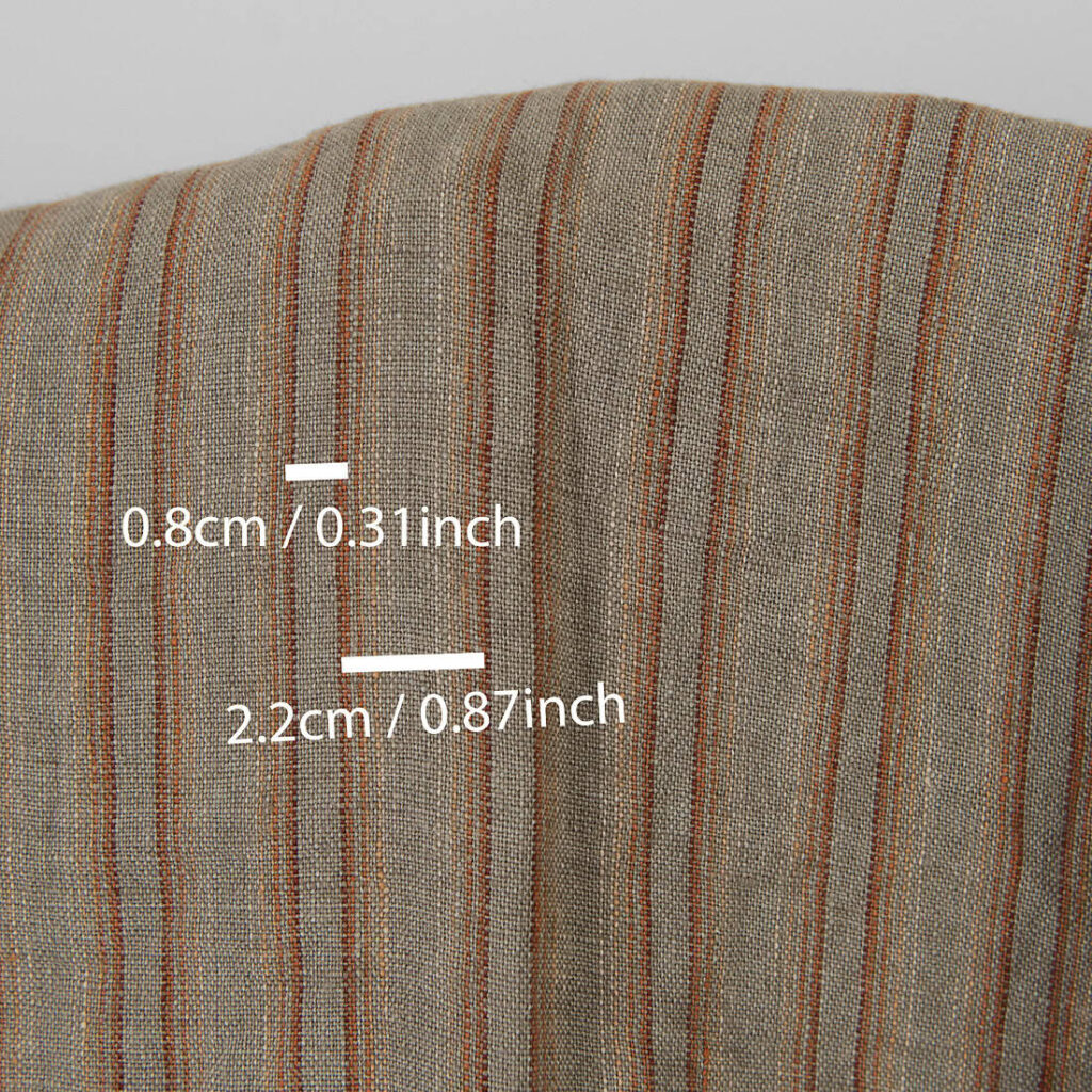 Linstoff oransjebrune striper vasket 4 Linen fabric orange brown stripes washed, with measurements