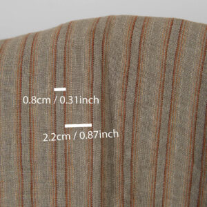 Linstoff oransjebrune striper vasket 12 Linen fabric orange brown stripes washed, with measurements