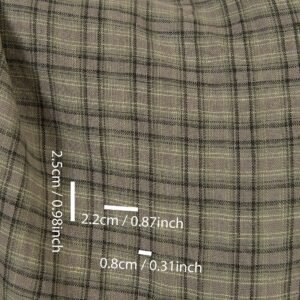 Washed linen fabric brown-green checks, with measurements