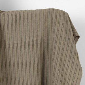 Washed linen fabric brown-green stripes
