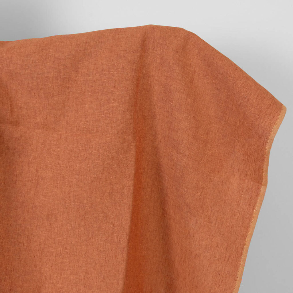 Linen fabric warm brown and clay melange