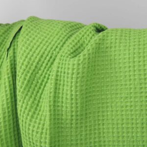 Lime green linen cotton fabric, specially washed