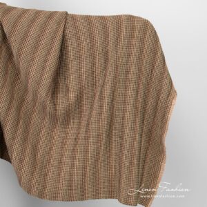 Lin-bomullsstoff i brun farge vasket 5 Linen cotton fabric in brown color