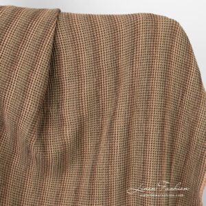 Lin-bomullsstoff i brun farge vasket 6 Linen cotton fabric in brown color, waffle checks