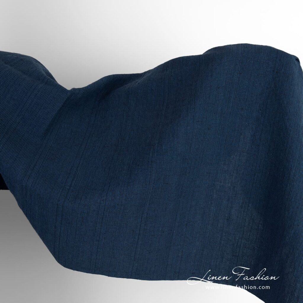 Denim blue linen cotton fabric