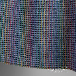 Blue linen cotton fabric in waffle pattern, perfect for home textile, towels