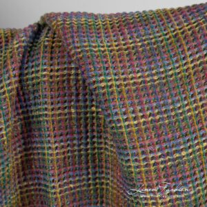 Brown linen cotton fabric in waffle pattern