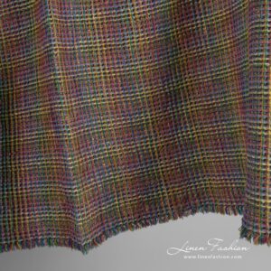 Brown linen cotton fabric in waffle pattern, specially washed to increase softness