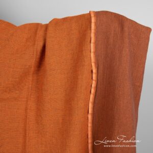 Orange linen cotton fabric, double-sided in small diamond pattern