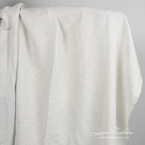 Light grey linen cotton fabric in checks