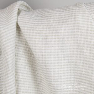 Linen - cotton fabric in checks woven from optical white and light grey yarns